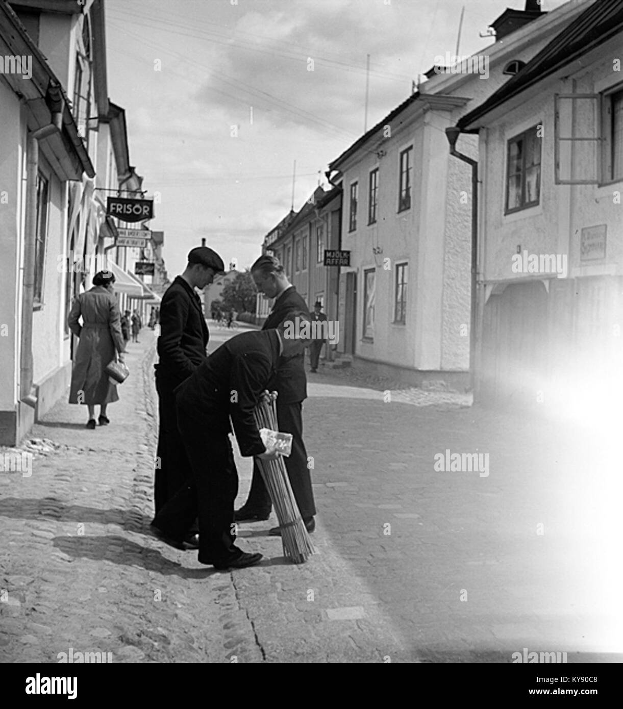 Söderköping, Svezia, con strade, edifici storici e lungomare, illustrando l'architettura e la struttura urbana della città. Foto Stock