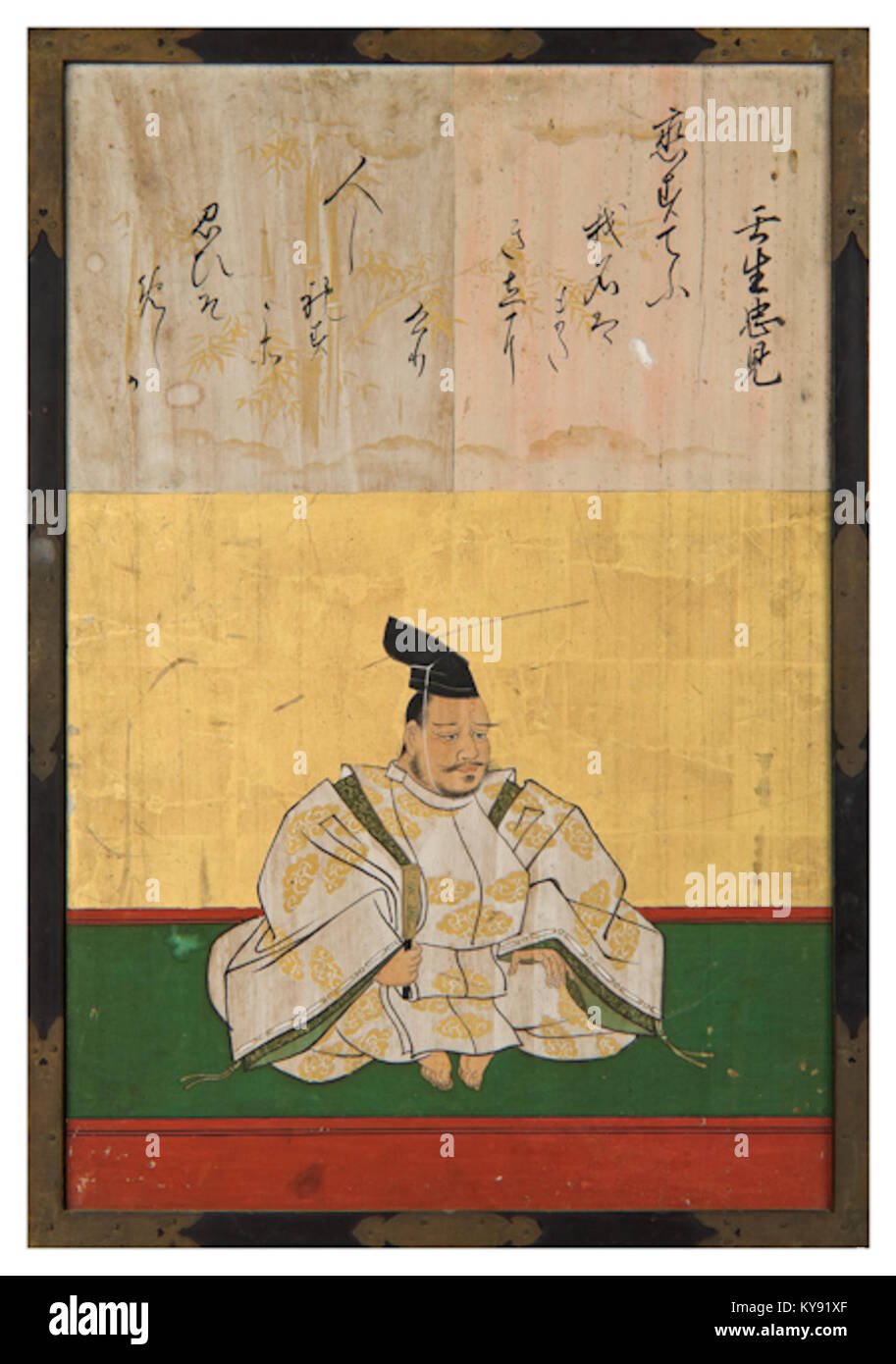 Questa opera d'arte di Kanō Yasunobu raffigura Mibu no Tadami, uno dei trentasei Immortali di poesia, che mostra la ritrattistica tradizionale giapponese. Foto Stock