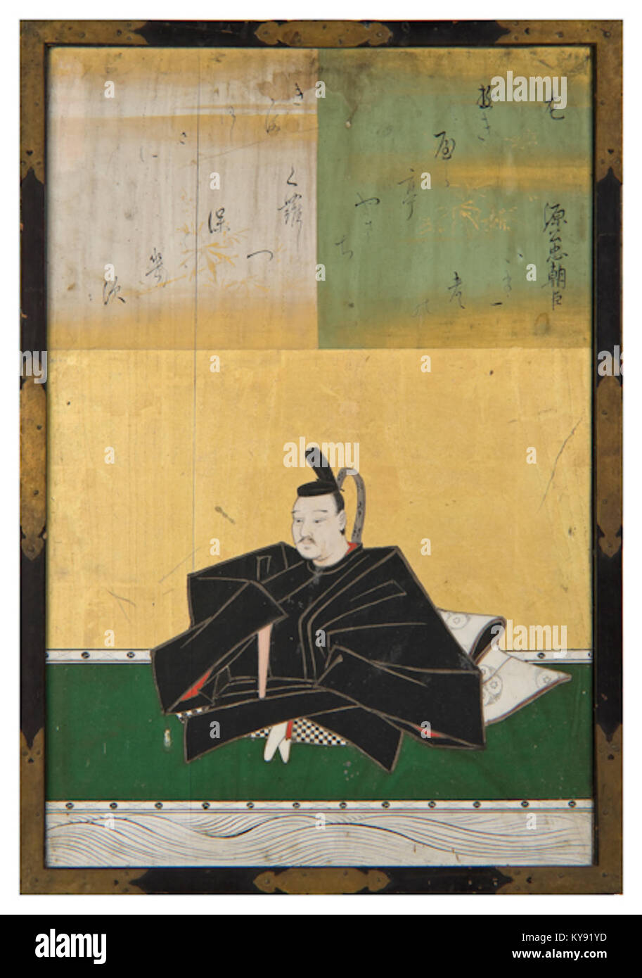 Questa opera d'arte di Kanō Naonobu raffigura Minamoto no Kintada Asomi, uno dei trentasei Immortali di poesia, che mostra la ritrattistica tradizionale giapponese. Foto Stock