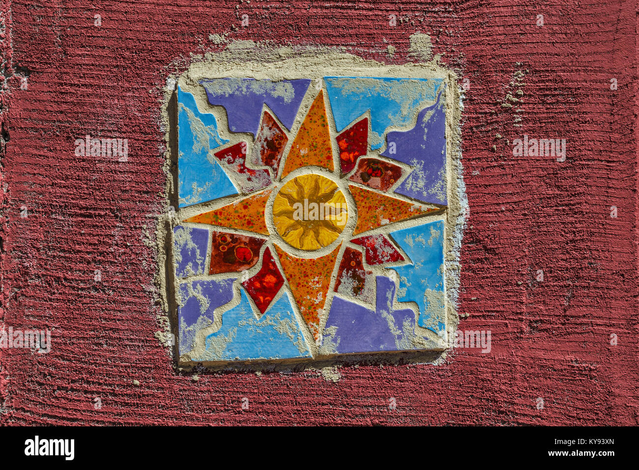 Piastrella ceramica a parete edilizia, Bullard Street nella città di argento, Nuovo Messico, STATI UNITI D'AMERICA Foto Stock