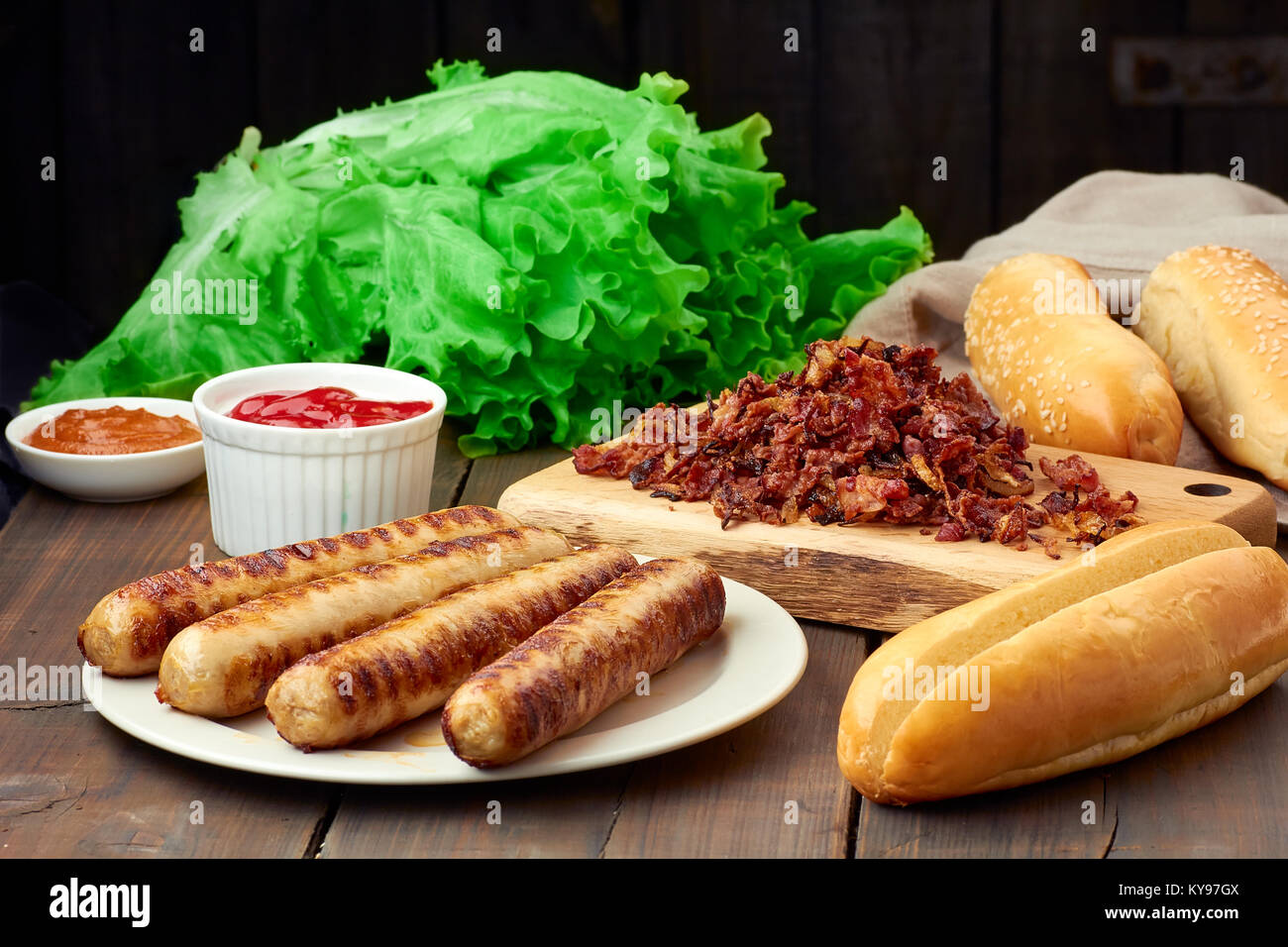 Ingredienti per hot dogs Foto Stock