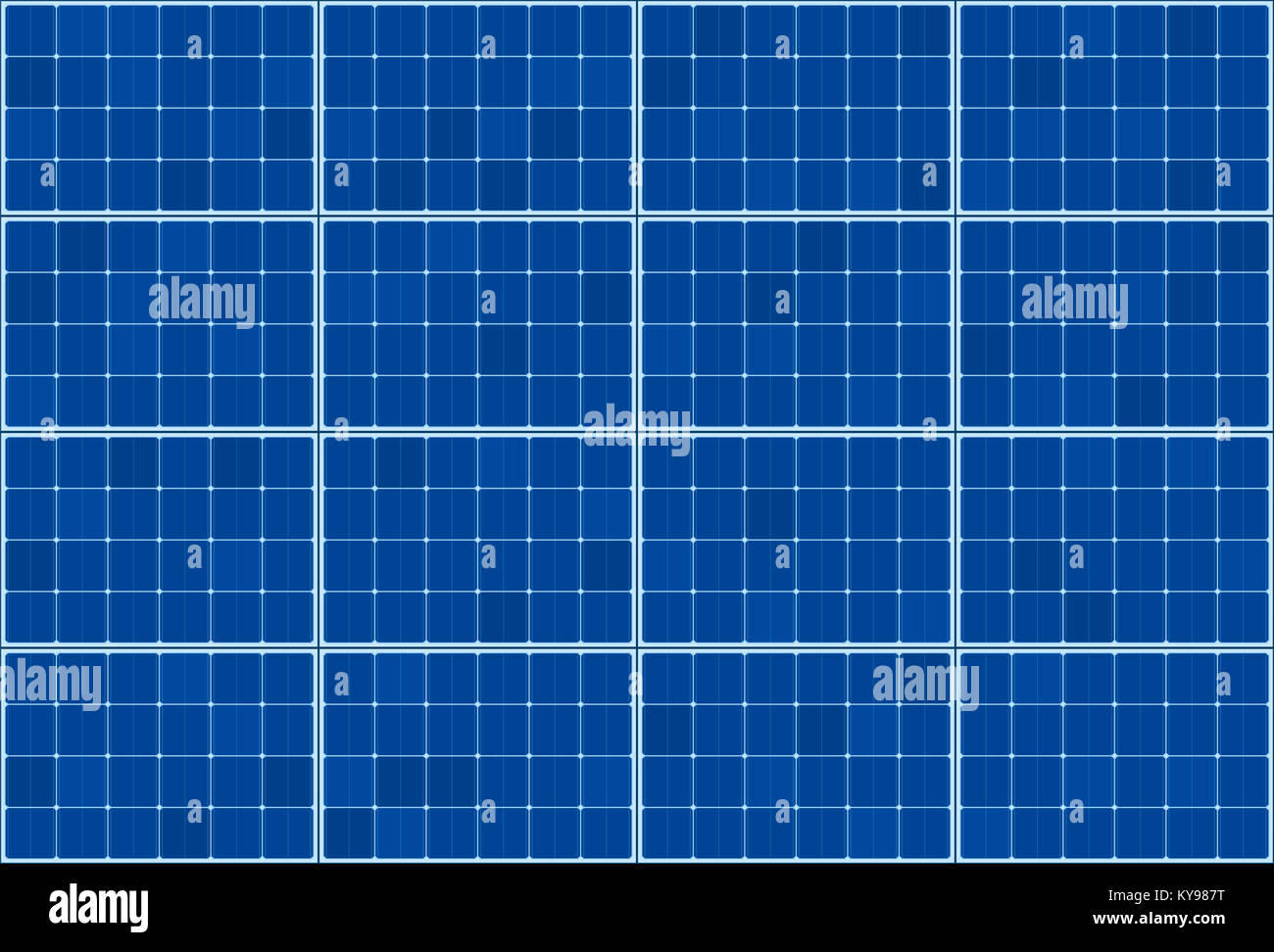 Collettori termici solari - piastra piana sistema - illustrazione della tecnologia fotovoltaica - sfondo blu pattern, orientamento orizzontale. Foto Stock