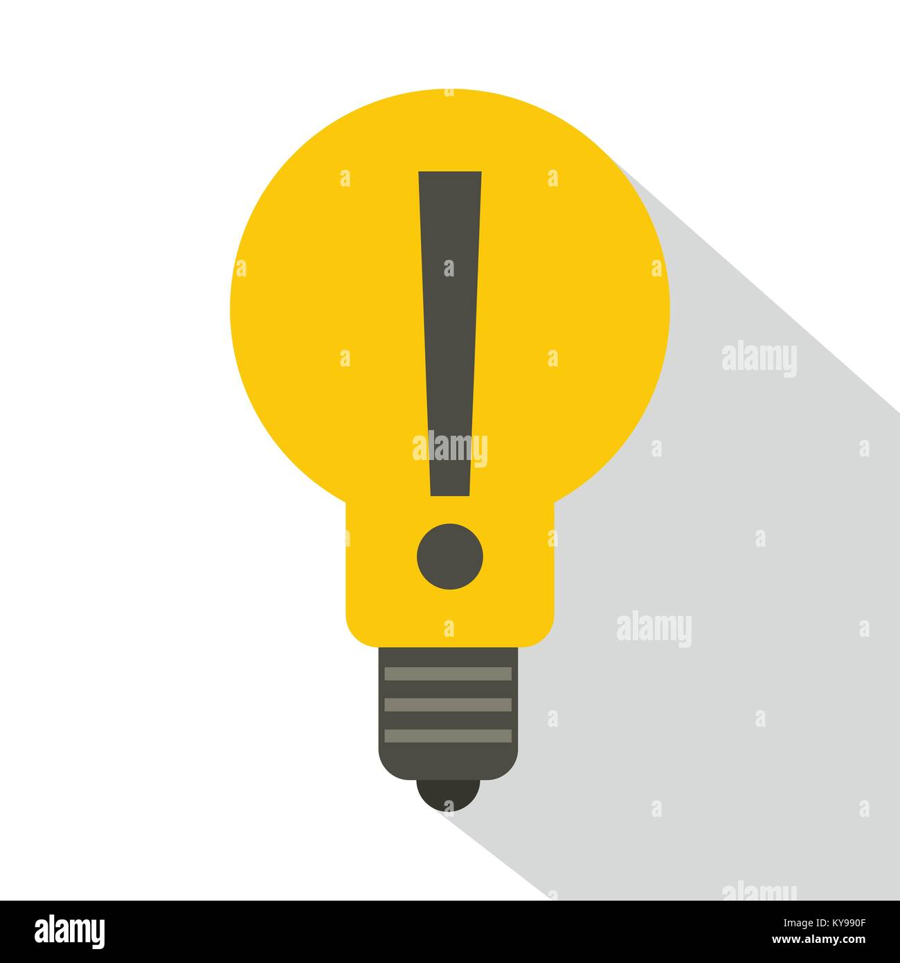 Spia gialla lampada con punto esclamativo Icona all'interno. Illustrazione  piana di giallo lampadina con un punto esclamativo all'interno icona  vettore per il web Immagine e Vettoriale - Alamy