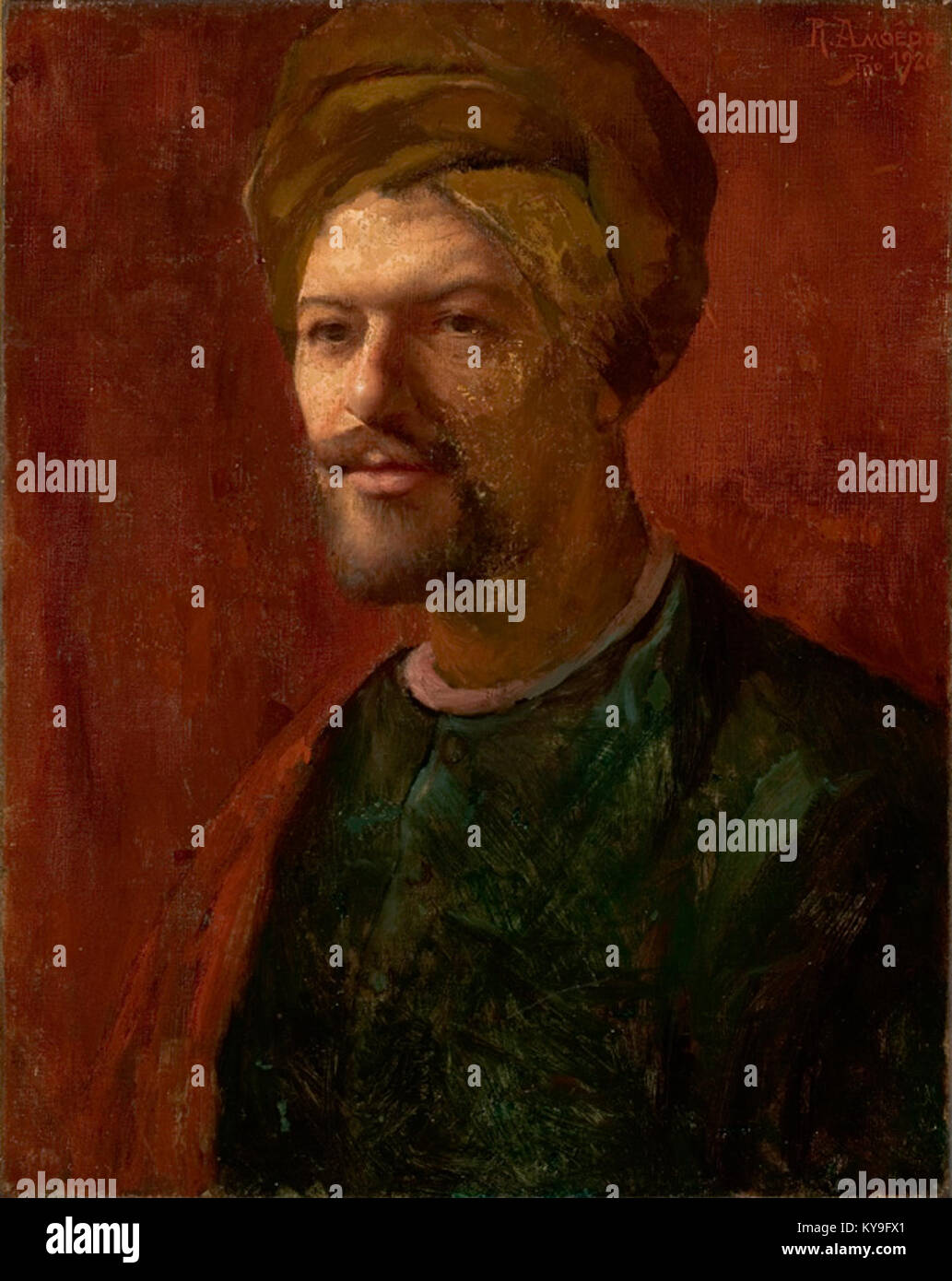 Dipinto di Rodolfo Amoedo raffigurante una figura beduina, che illustra l'abito culturale e tradizionale in belle arti. Foto Stock