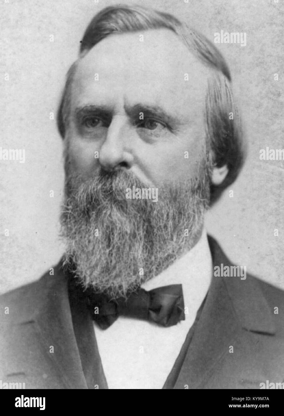 Ritratto di Rutherford B. Hayes, che mostra testa e spalle, caratteristiche facciali e abbigliamento, come documentato nei documenti storici. Foto Stock