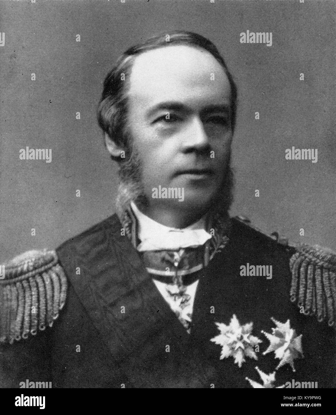 Questo ritratto raffigura Ole Richter, una figura storica norvegese, che mostra le sue caratteristiche facciali, l'abbigliamento e il ruolo nella Norvegia del XIX secolo. Foto Stock