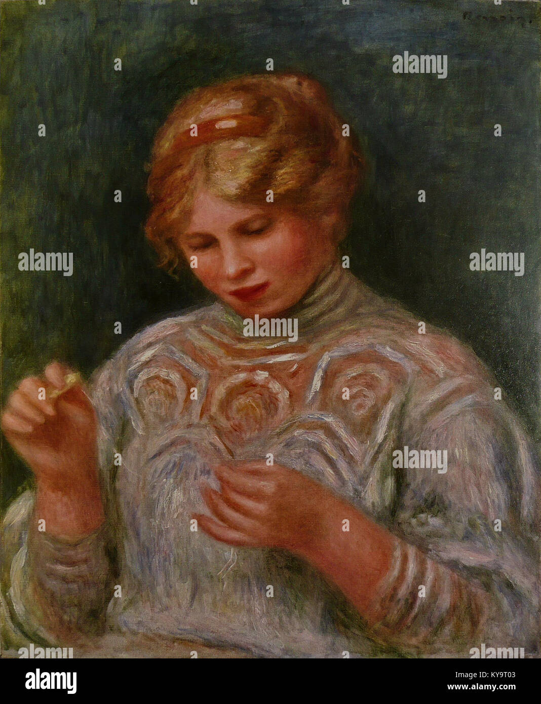 Dipinto "la Frivolité" di Pierre-Auguste Renoir, che illustra l'impressionismo francese dell'inizio del XX secolo e lo stile artistico di Renoir. Foto Stock