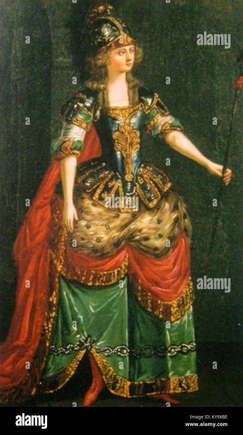 Costume da palcoscenico disegnato da Marianne Kirzinger negli anni '1780, conservato al Bakhrushin Museum, che mette in risalto la moda storica teatrale. Foto Stock