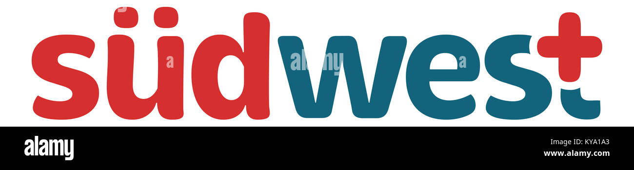 Logo di Südwest-Verlag, una casa editrice tedesca, che illustra il suo marchio e l'associazione con pubblicazioni stampate di diversi generi. Foto Stock
