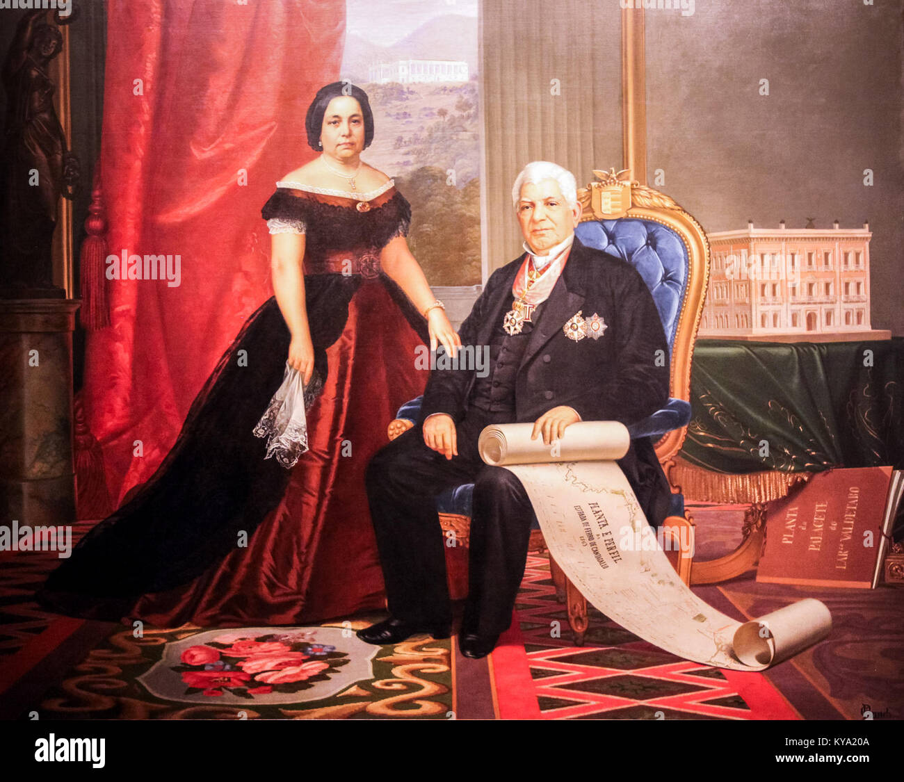 Il titolo "Primeiro Barão e Baronesa de Nova Friburgo" si riferisce al primo barone e baronessa di Nova Friburgo, figure degne di nota nella nobiltà brasiliana e nella storia locale. Foto Stock