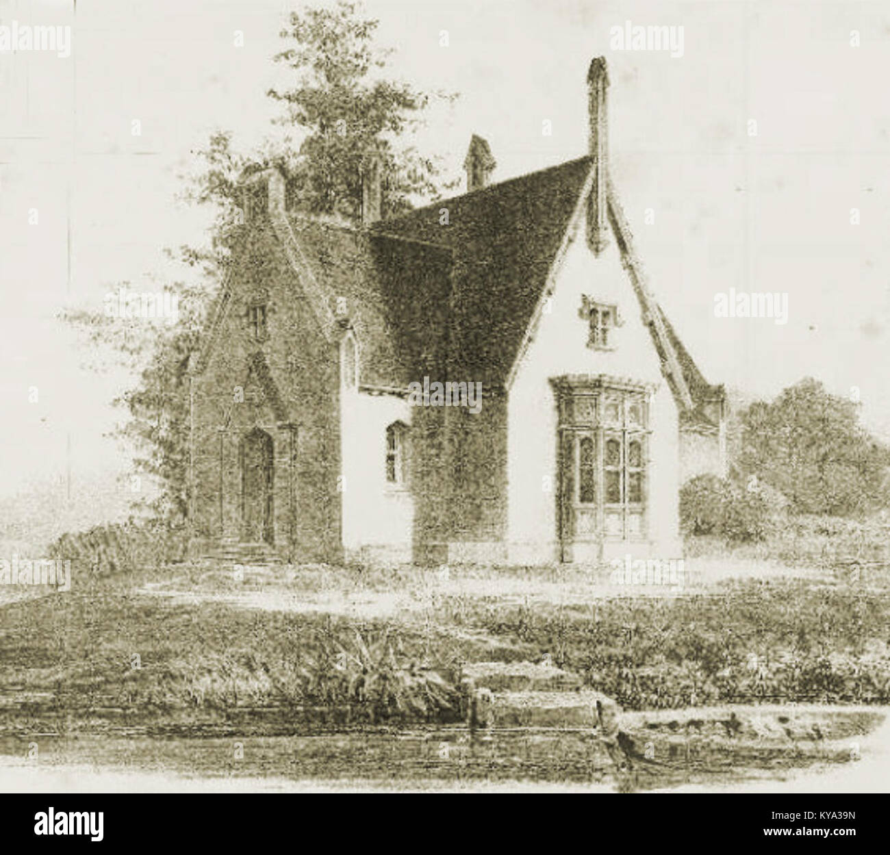 Unterförsterei Klein Glienicke Persius è una piccola stazione forestale in Germania, che mostra edifici e il paesaggio forestale circostante. Foto Stock