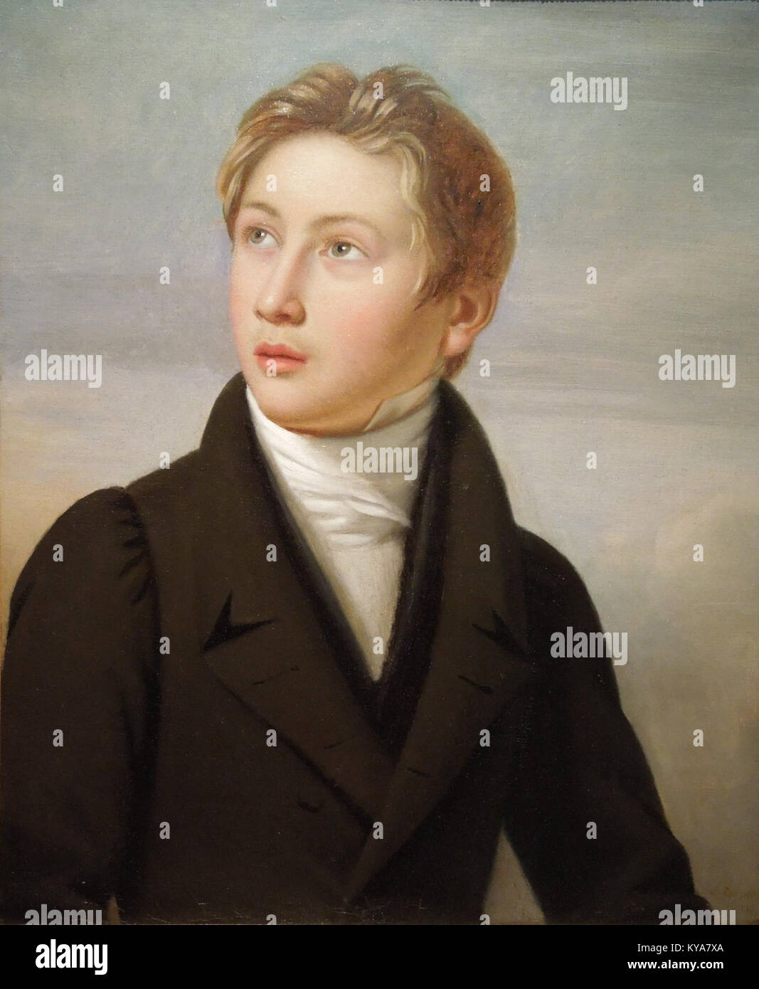 Questo è un primo ritratto di Franz Liszt, dipinto da Némes all'età di 14-15, che mostra i primi anni del giovane compositore prima di diventare una figura di spicco nella musica classica. Foto Stock