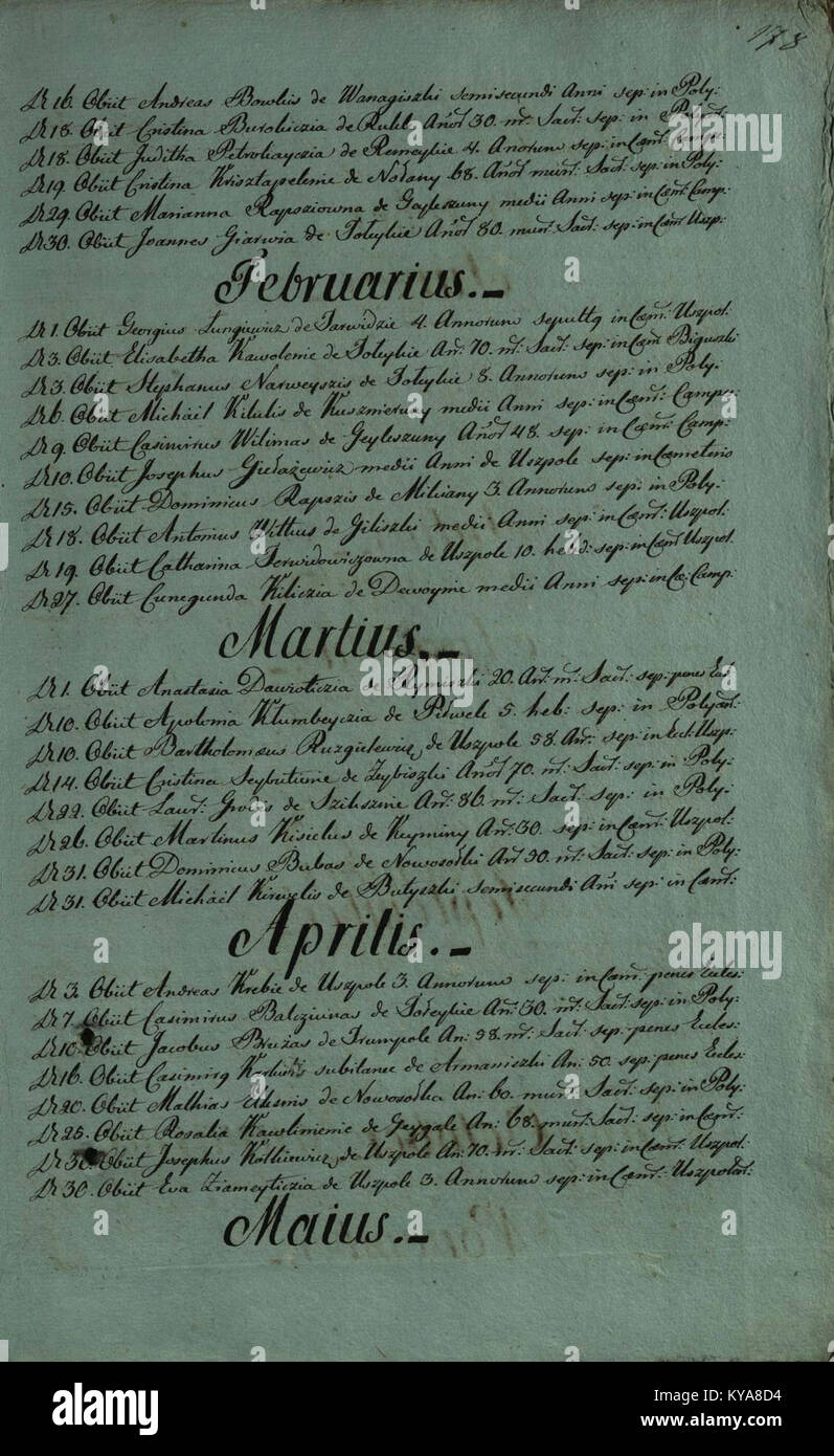 Užpalių RKB 1742-1796 krikšto, santuokos ir metrikų mirties knyga 348 Foto Stock