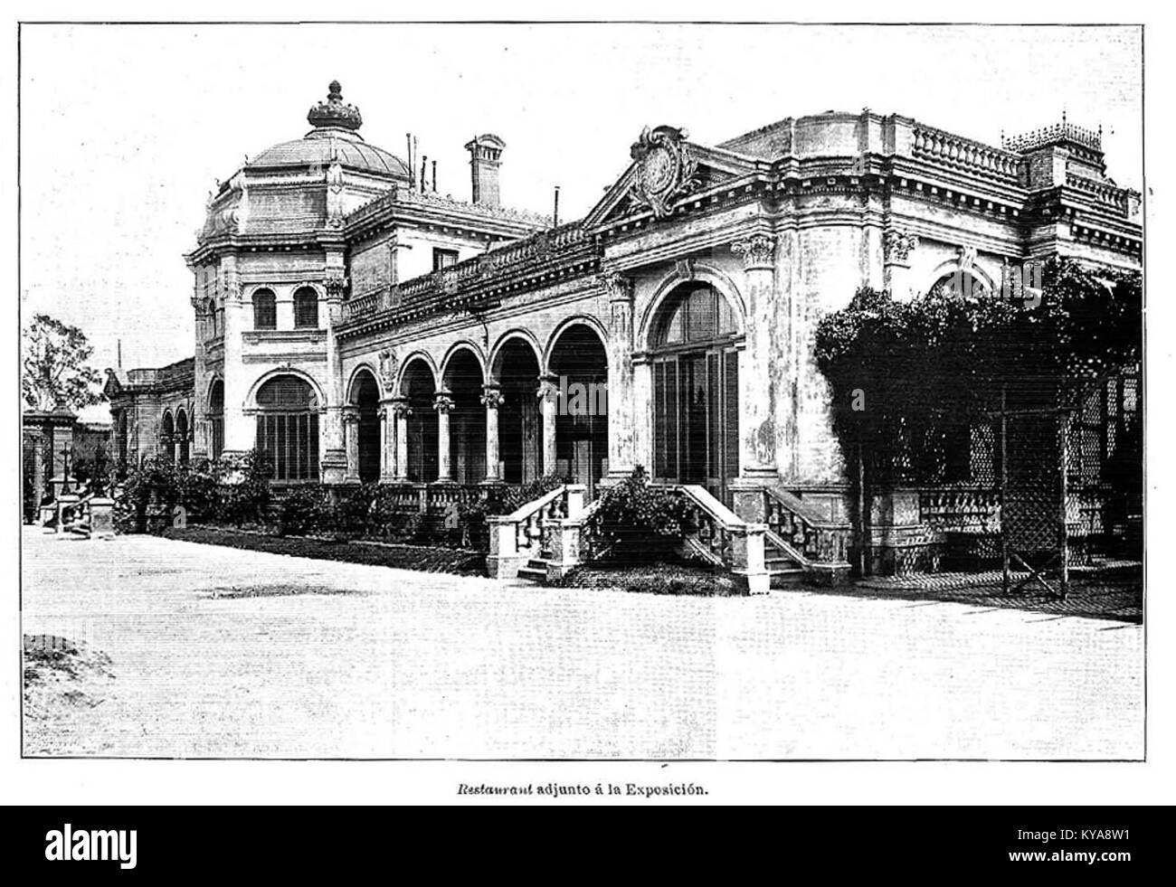 Un'immagine di un ristorante adiacente alla mostra a la Ilustración Española y americana, una pubblicazione culturale spagnola. Foto Stock