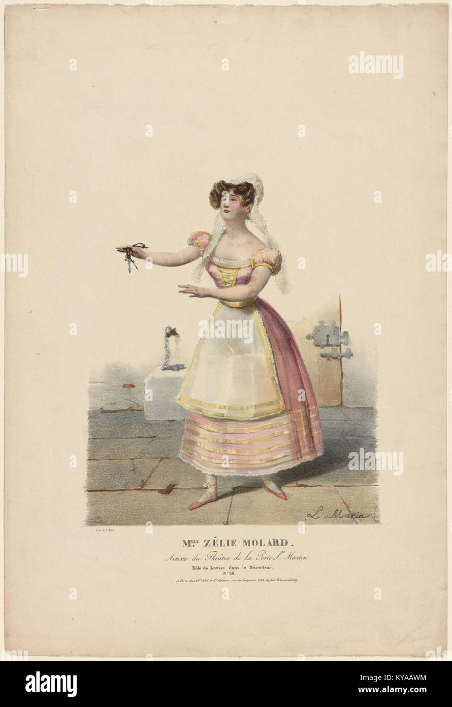 Ritratto di Mlle. Zélie Molard interpreta Louise in "le Déserteur" all'Théâtre de la porte Saint-Martin, illustrando la storia e lo spettacolo teatrale francese. Foto Stock