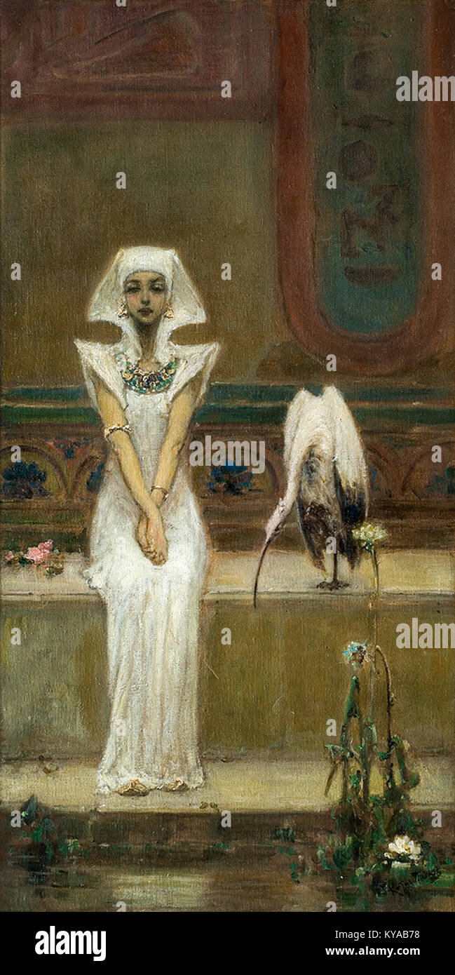 Un dipinto del 1900 di Wilhelm Kotarbiński intitolato "Egipcjanka", raffigurante una donna egiziana e che riflette l'interesse europeo per i temi orientalisti. Foto Stock