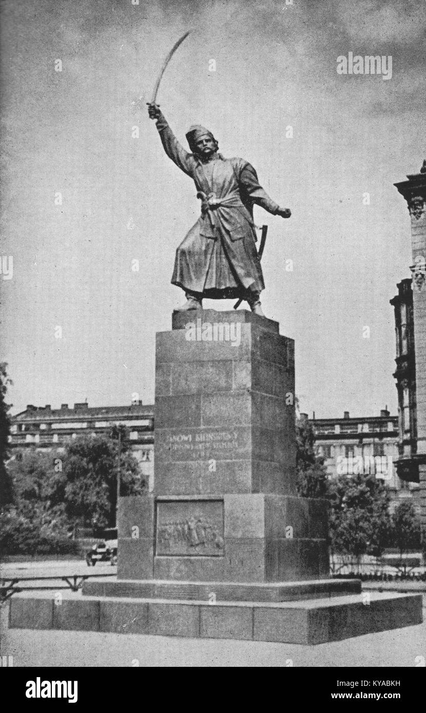 Il monumento di Jan Kiliński in piazza Krasinski, Varsavia, commemora l'eroe nazionale polacco e leader della rivolta di Kościuszko del 1794, simboleggiando la resistenza e il patriottismo Foto Stock