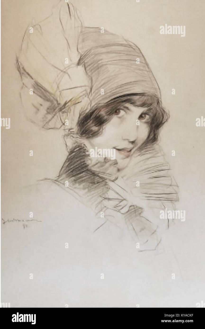 Un ritratto di una giovane donna, Misia Godebska, creato nel 1911 dall'artista polacco Stanisław Bohusz-Siestrzeńcewicz. L'opera esemplifica lo stile e la tecnica della ritrattistica dei primi anni del XX secolo. Foto Stock