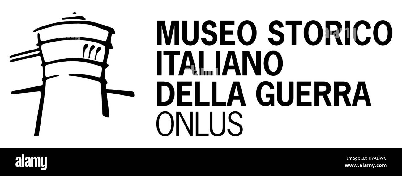 Il logo del Museo storico Italiano della Guerra, che si concentra sulla storia militare dell'Italia, con mostre che illustrano il coinvolgimento della nazione nelle guerre dal XIX secolo ad oggi. Foto Stock