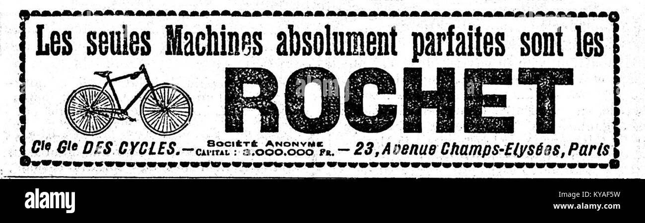 Publicité pour des vélocipèdes - Journal des débats - 22 mars 1895 - Pagina 4 Foto Stock