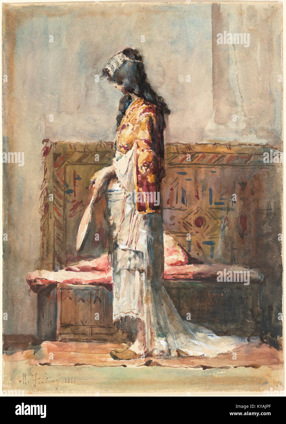 "Mujer marroquí" di Mariano Fortuny è un dipinto raffigurante una donna marocchina, che illustra l'arte orientalista e il costume del XIX secolo. Foto Stock