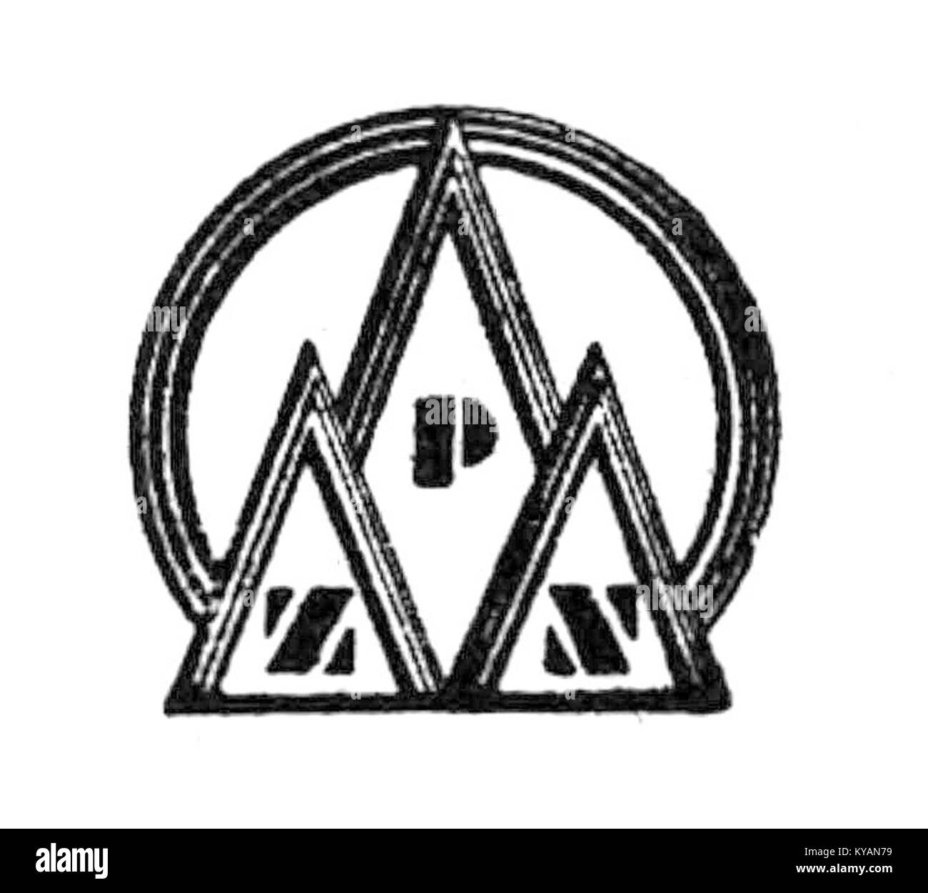 Un distintivo di montagna PZN del 1932 che rappresenta i risultati dell'associazione sciistica polacca, con elementi di design caratteristici del periodo. Foto Stock