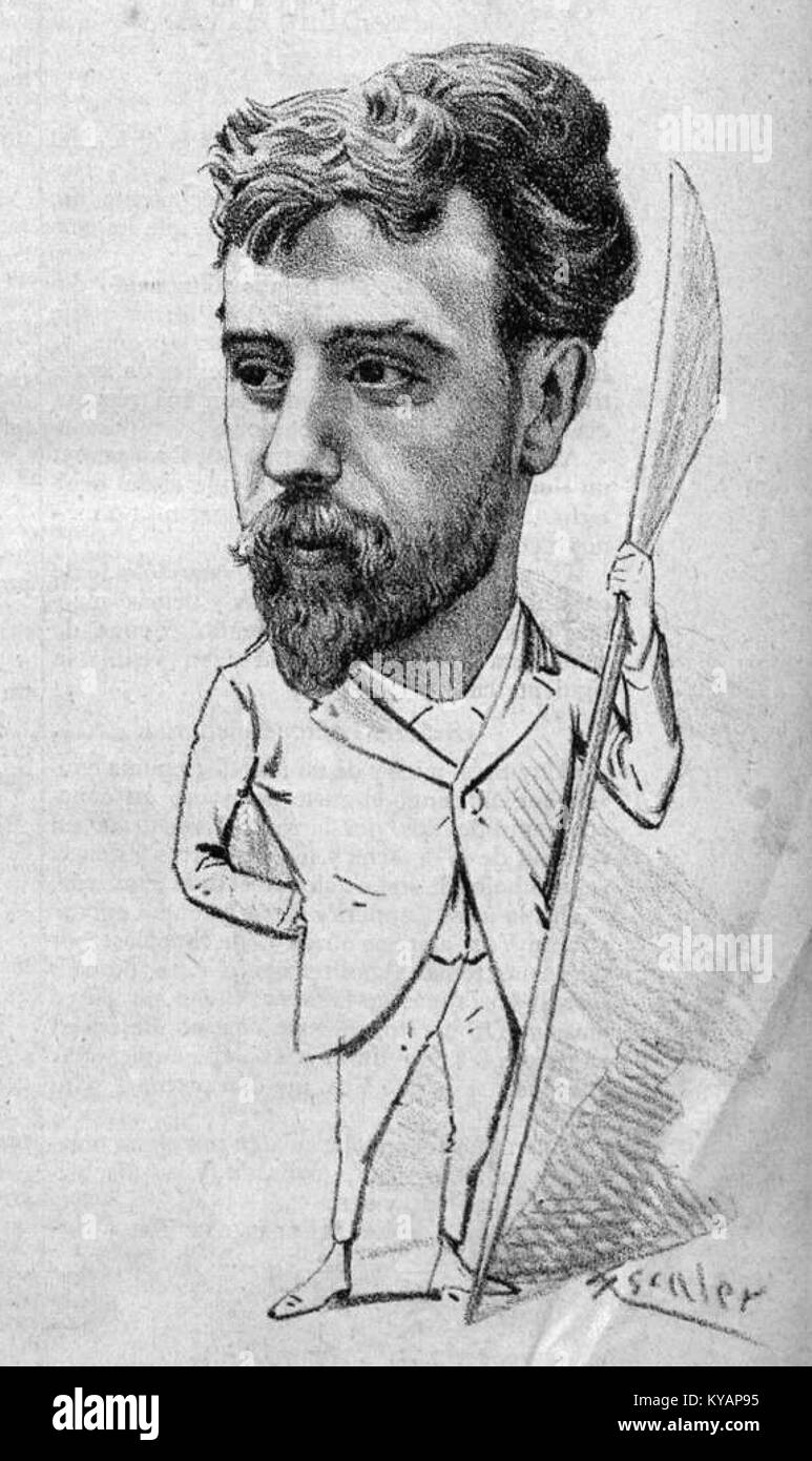 La Semana Cómica di Rafael atch, pubblicato l'8 febbraio 1889, è un cartone animato satirico che riflette le condizioni sociali e politiche della Spagna del tardo XIX secolo. Foto Stock