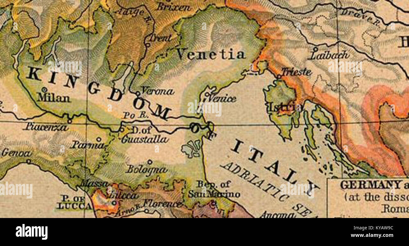 Mappa Regno di Italia (età Napoleonica) Foto Stock