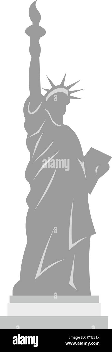 Statua della Libertà piatto icona isolati su sfondo bianco illustrazione vettoriale Illustrazione Vettoriale