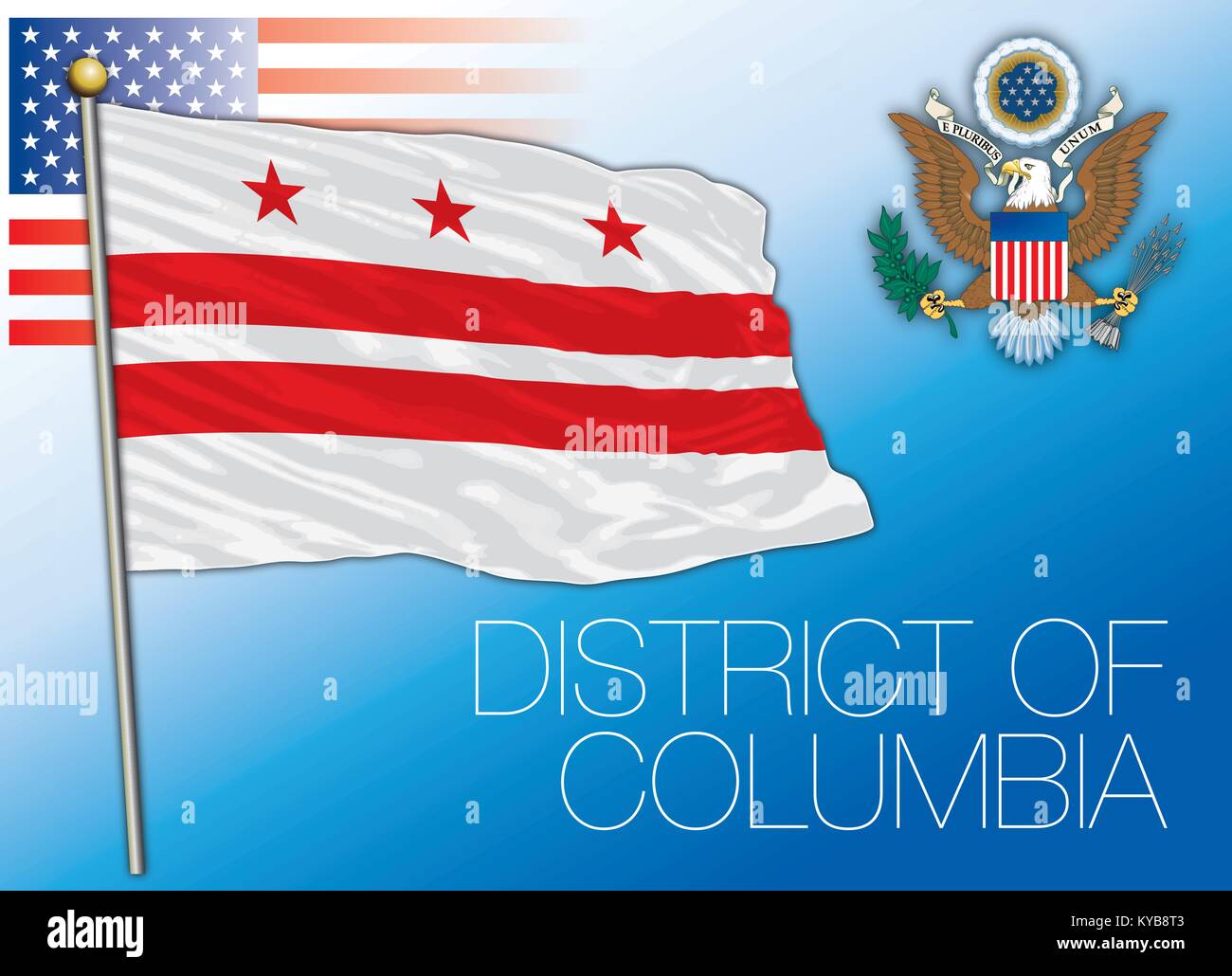 Distretto di Columbia stato federale bandiera, Stati Uniti Illustrazione Vettoriale