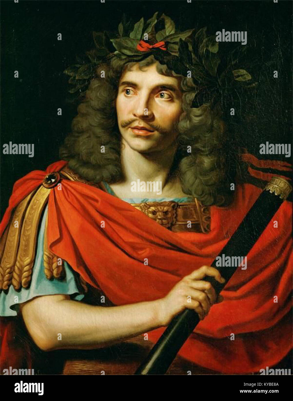 Questo è un ritratto di Molière, il famoso drammaturgo francese, dipinto da Nicolas Mignard nel 1658. Il dipinto cattura la somiglianza di Molière, riflettendo la sua importanza nella letteratura e nel teatro francese durante il XVII secolo. Foto Stock