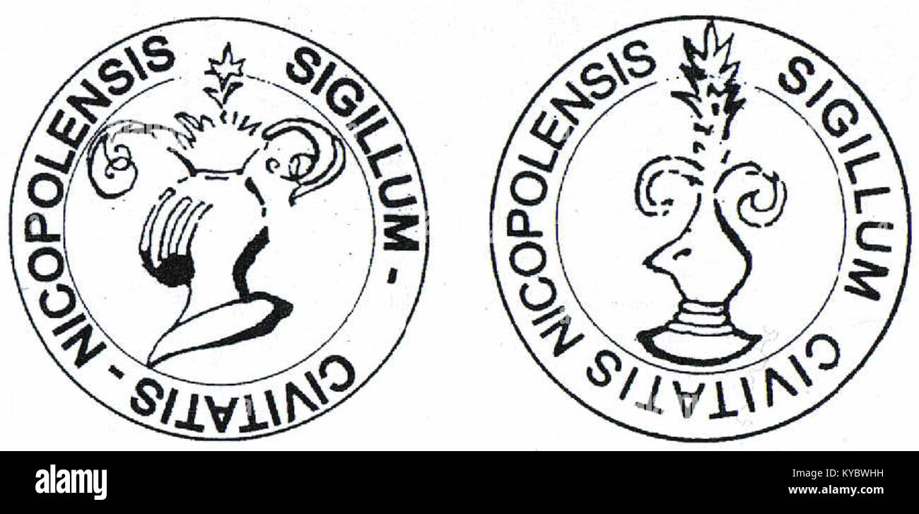 Questo titolo si riferisce ai sigilli etichettati "Nicolei", che probabilmente documentano i sigilli storici o ufficiali utilizzati a fini di autenticazione o identificazione. Foto Stock