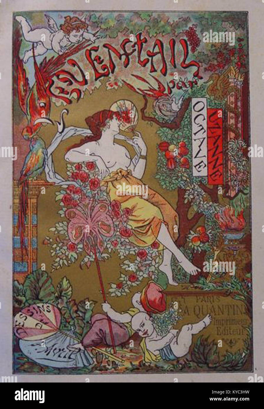 Il libro del 1882 "l'Eventail" dell'autore francese Octave Uzanne esamina l'importanza culturale e artistica del ventilatore a mano nella Francia del XIX secolo, illustrato con stampe decorative. Foto Stock