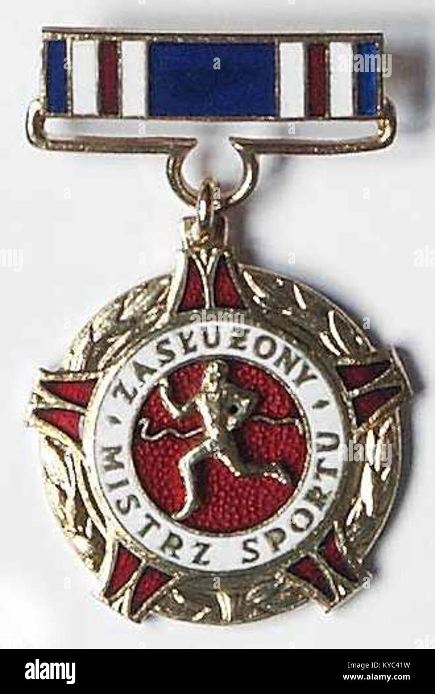 Il distintivo polacco "Zasluzony Mistrz Sportu" (Distinguished Master of Sport) onora i singoli individui per gli eccezionali risultati atletici negli sport nazionali e internazionali. Foto Stock