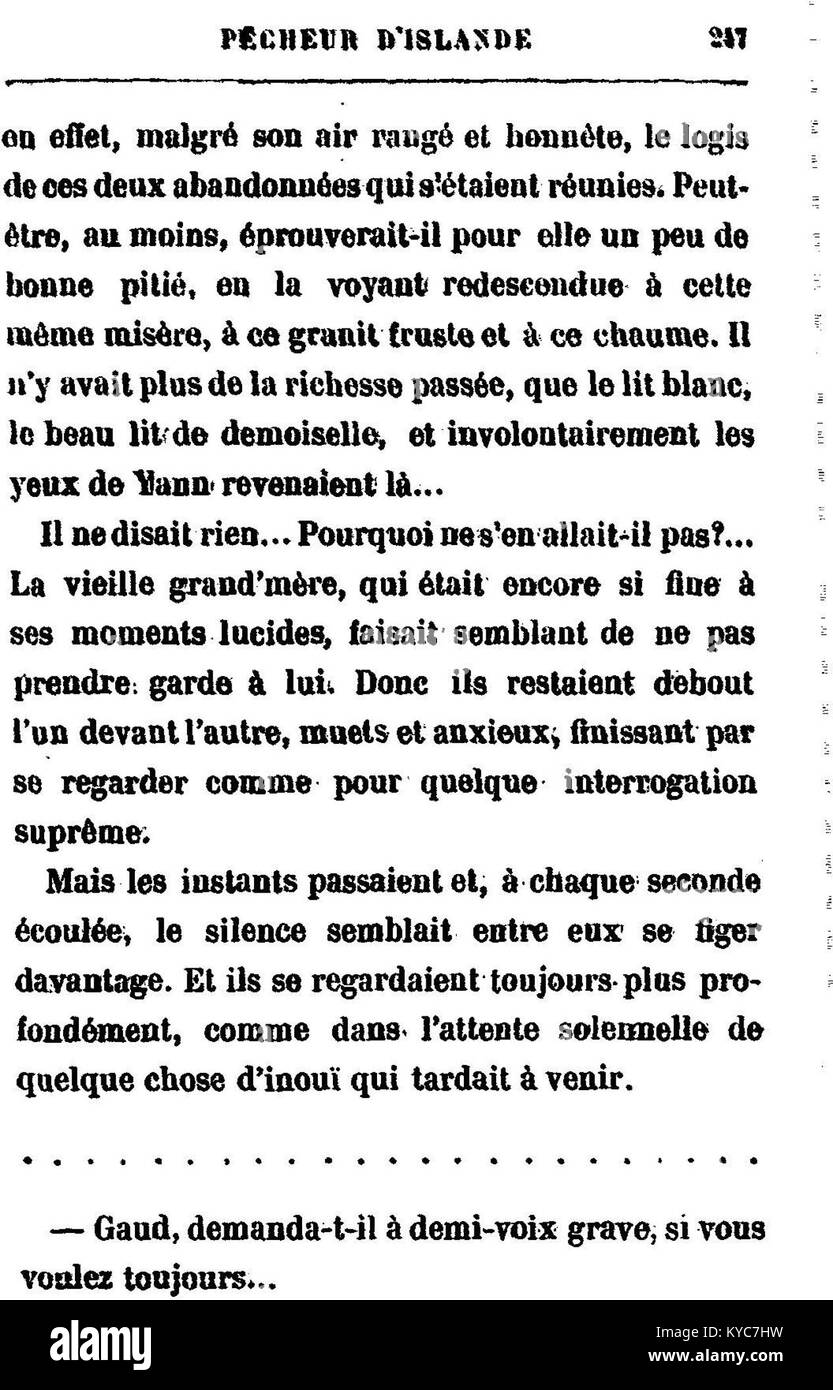 Un'illustrazione di *Pêcheur d'Islande* che ritrae i pescatori di ritorno da un viaggio, attraccando le loro barche lungo la costa della Bretagna, simboleggiando la fine di un pericoloso viaggio. Foto Stock