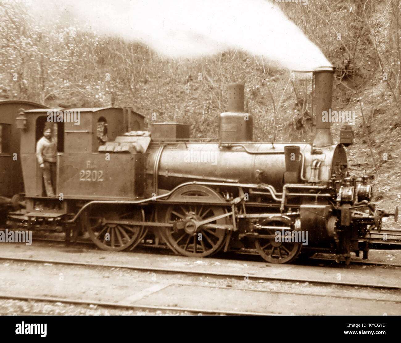 Una locomotiva a vapore svizzera, agli inizi del novecento Foto Stock