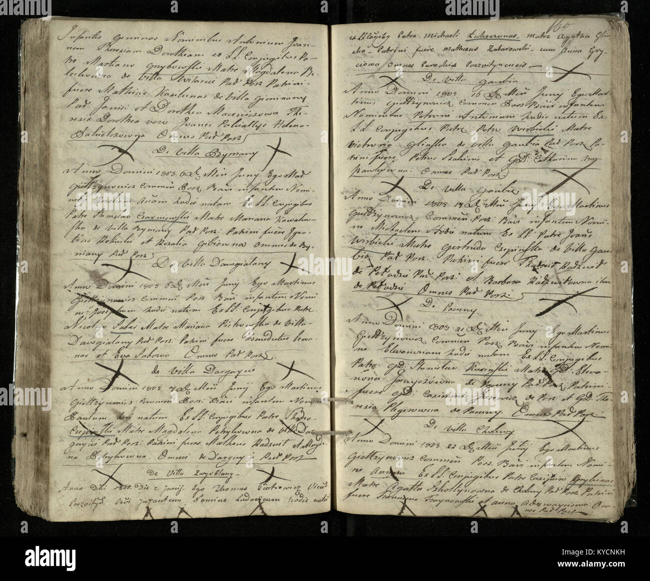 Registro battesimale lituano di Pasvitinio RKB che documenta i battesimi tra il 1793 e il 1811, fornendo dati storici per gli studi genealogici e culturali della Lituania del XIX secolo. Foto Stock