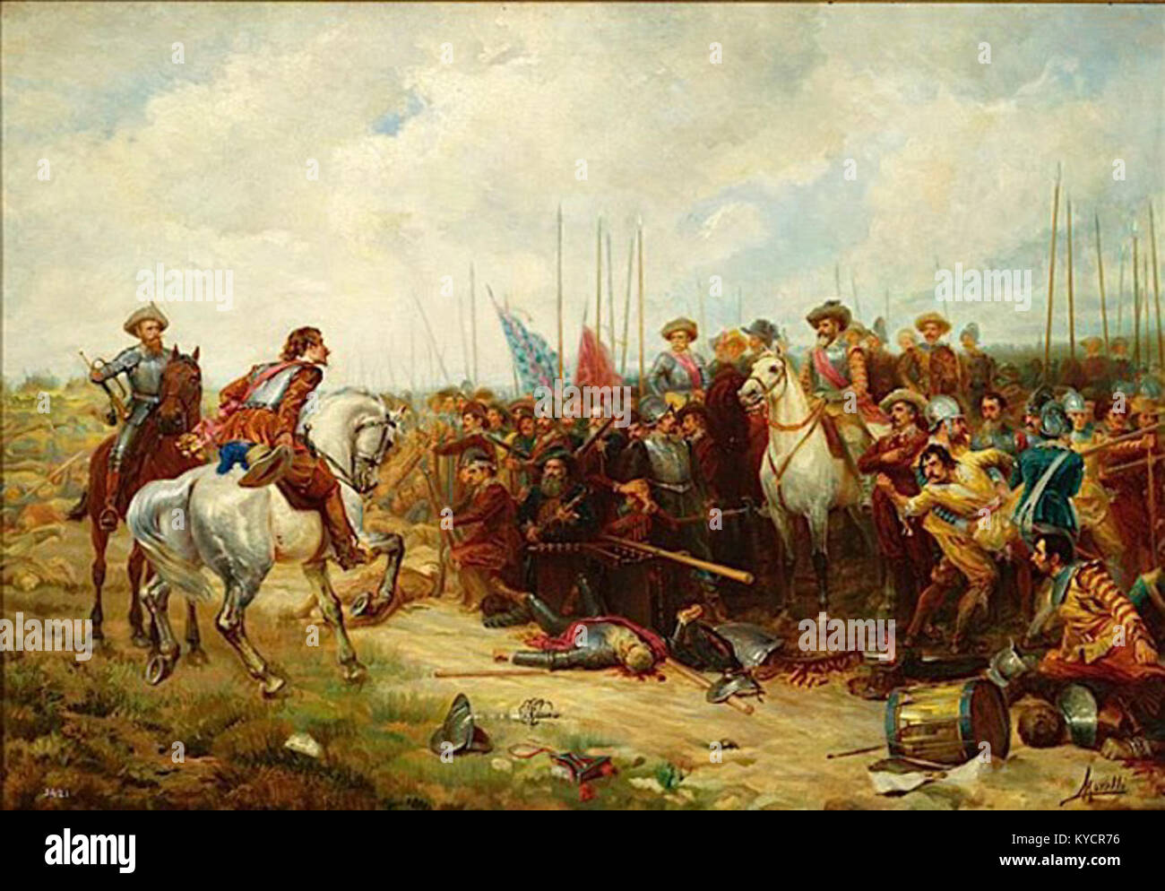 Pittura - La battaglia di Rocroi da Morelli y Sanchez Gil (1912) Foto Stock