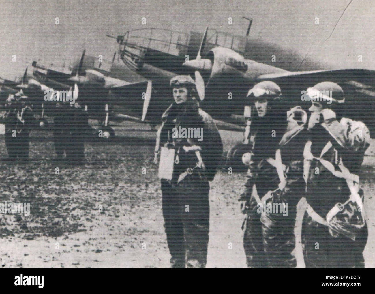 Questa immagine rappresenta il PZL 37 Los, un aereo polacco del First Air Force Squadron, che mette in evidenza il suo ruolo nella storia dell'aviazione. Foto Stock