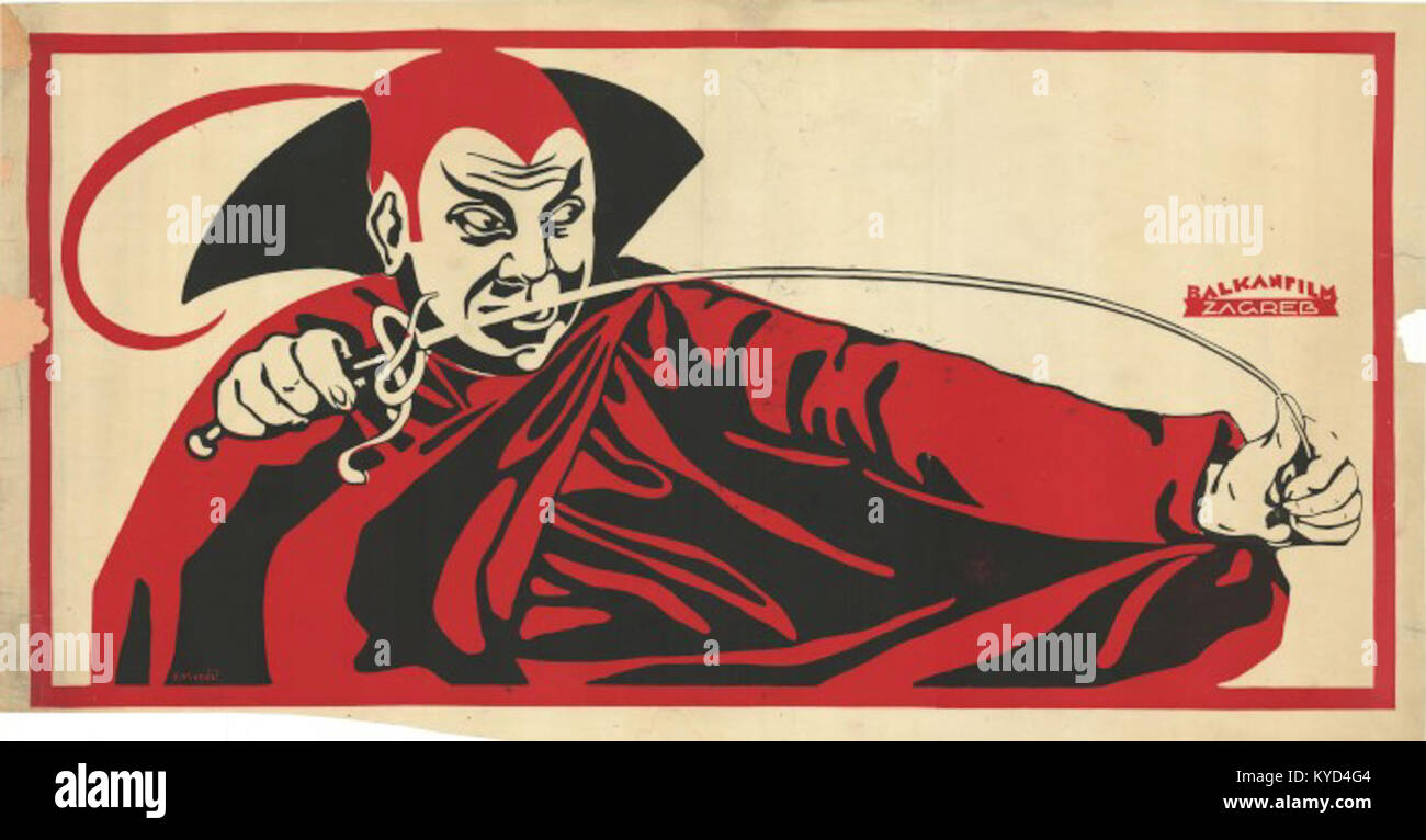 Un poster cinematografico sloveno del 1925 per "Diabolična figura", un esempio di pubblicità cinematografica e grafica europea. Foto Stock