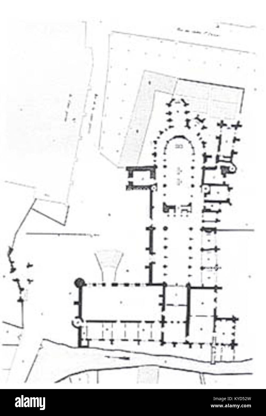 Plan de l'ancien Palais des Comtes de Champagne et de la collégiale Saint-Etienne Foto Stock