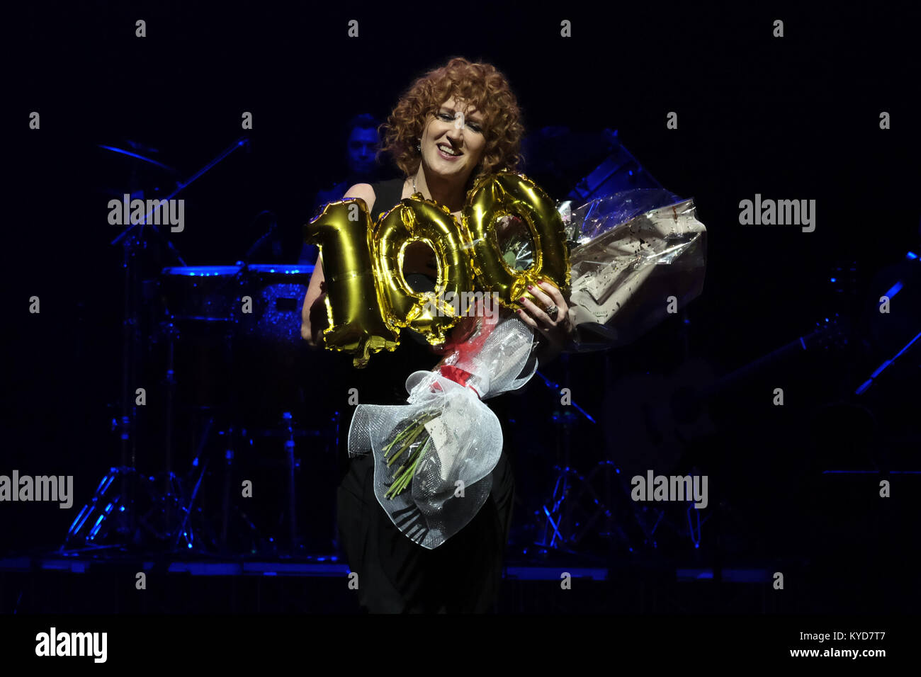 Milano, Italia. Il 13 gennaio, 2018. Fiorella Mannoia chiude il suo tour italiano a Milano. Credito: Luca Quadrio/Alamy Live News Foto Stock