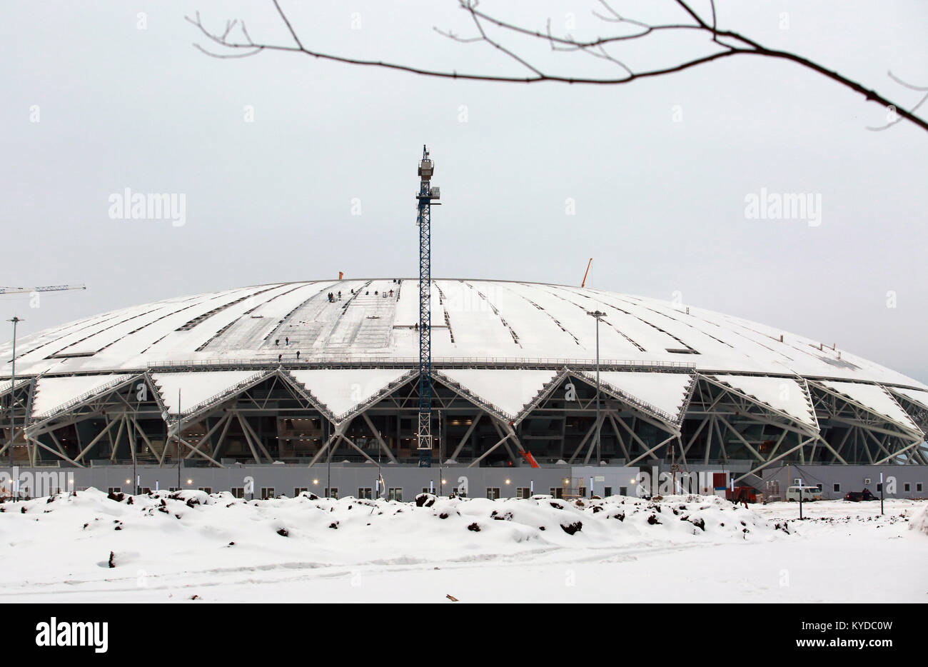 Samara, Oblast di Samara, Federazione russa. Xi gen, 2018. Samara Arena è uno stadio di calcio in costruzione. Lo stadio è uno dei luoghi per il 2018 della Coppa del Mondo FIFA. Esso avrà una capacità di 44,918 spettatori. Credito: Katrina Kochneva/ZUMA filo/Alamy Live News Foto Stock