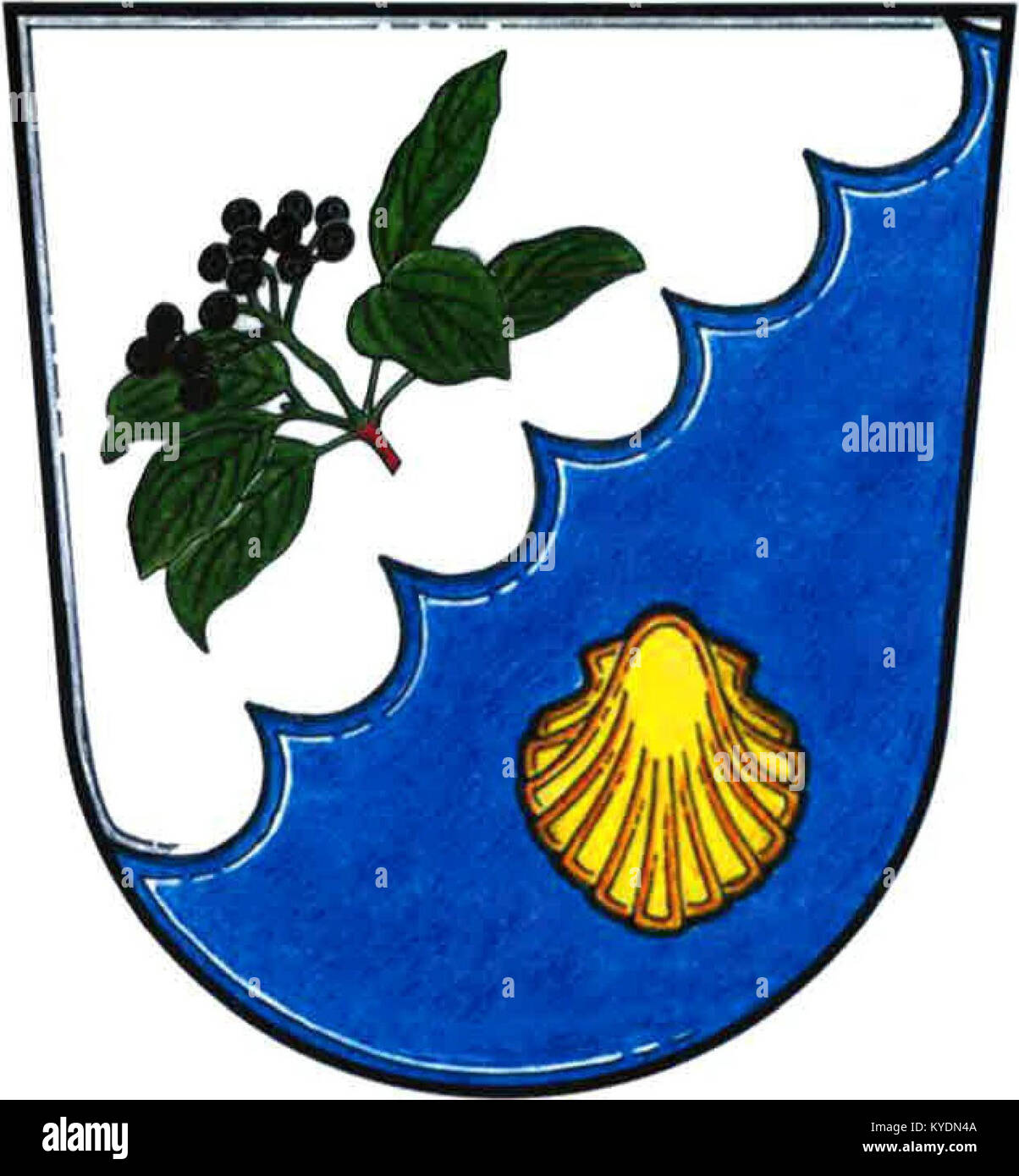 Una rappresentazione dello stemma della città di SV. Dnice, che rappresenta la sua identità storica e civica attraverso simboli araldici che riflettono il patrimonio culturale e il governo della città. Foto Stock