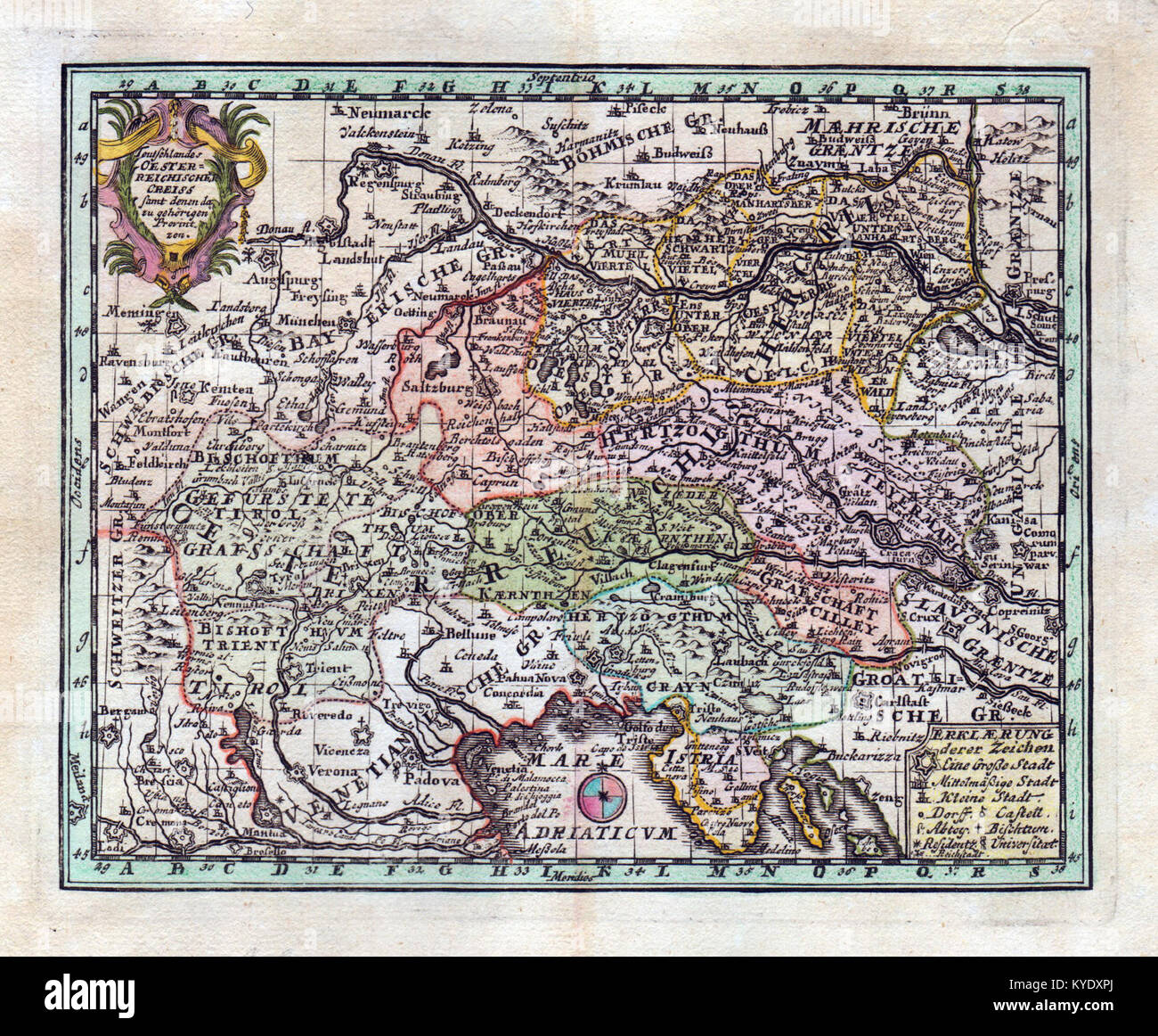 Teutschlandes Oesterreichischer Creiss samt denen dazu gehörigen Provintzen 1723 Foto Stock