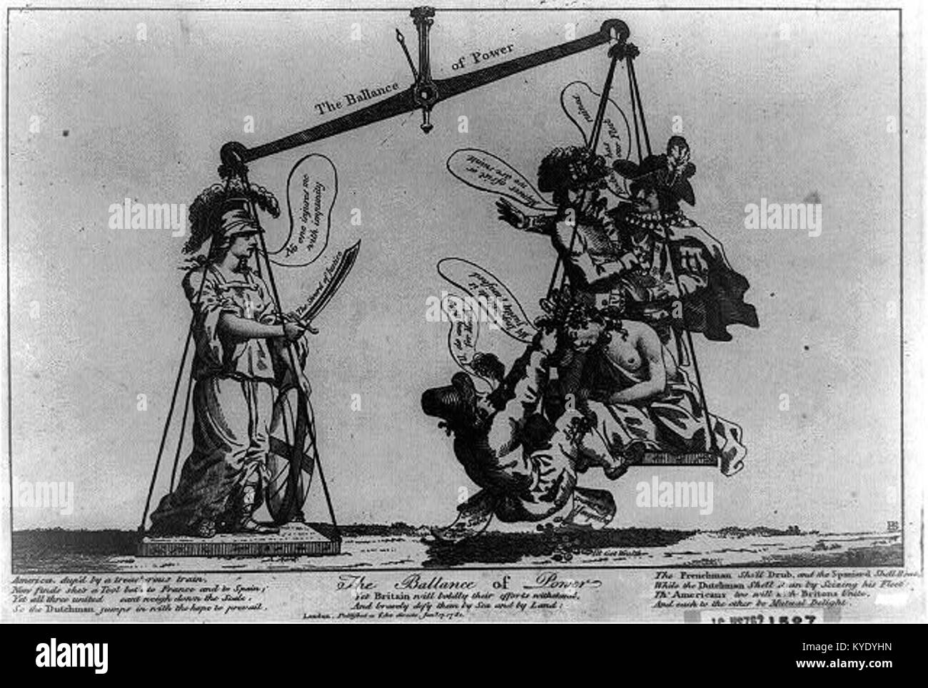 Un riferimento visivo o testuale al concetto politico dell'equilibrio di potere, che descrive la distribuzione dell'autorità tra gli stati o le alleanze per prevenire l'egemonia o il conflitto nelle relazioni internazionali. Foto Stock