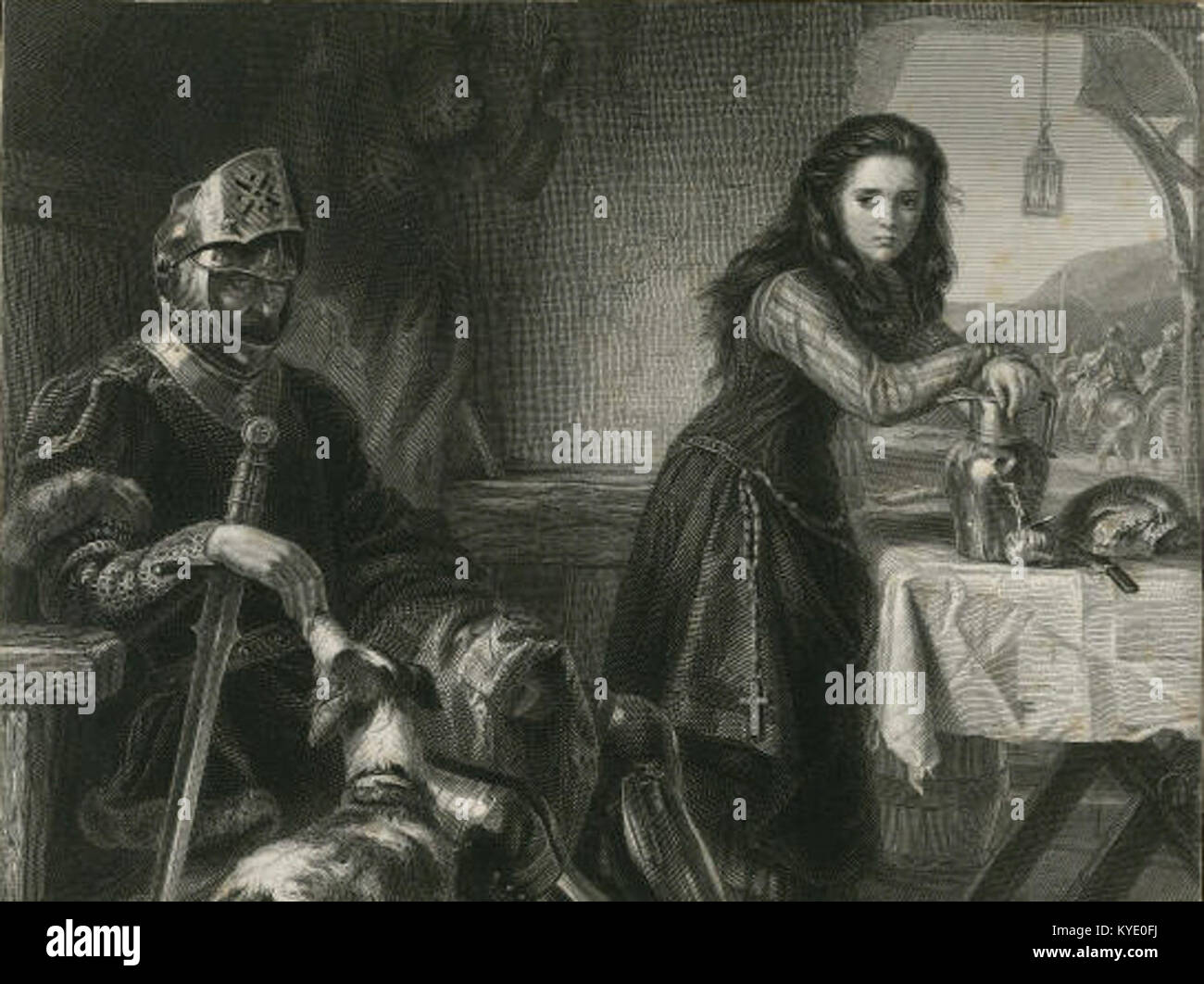 Un dipinto intitolato "la cameriera di Orleans" di Ward che ritrae Giovanna d'Arco, l'eroina francese della guerra dei cent'anni, simboleggia il coraggio, la fede e l'identità nazionale nella storia francese. Foto Stock