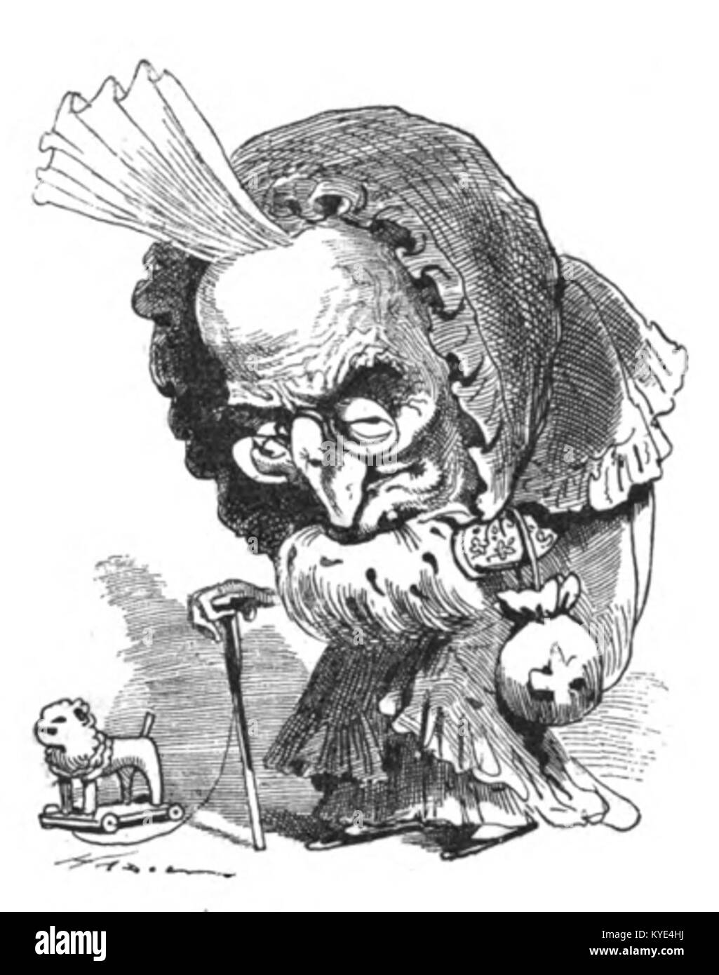 Ritratto numero 123 da le Trombinoscope di Touchatout, una serie satirica francese del XIX secolo che ritrae figure famose attraverso illustrazioni caricaturali. Foto Stock