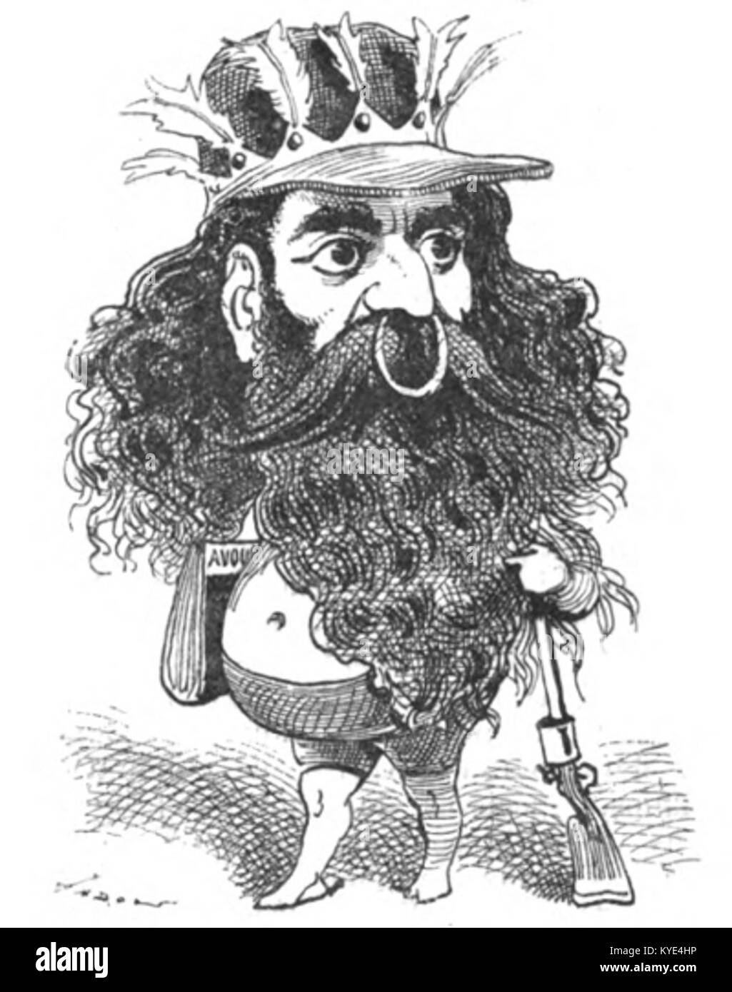 Ritratto da le Trombinoscope di Touchatout, numero 127, che rappresenta un disegno satirico di una figura francese, parte di una serie di illustrazioni caricature. Foto Stock