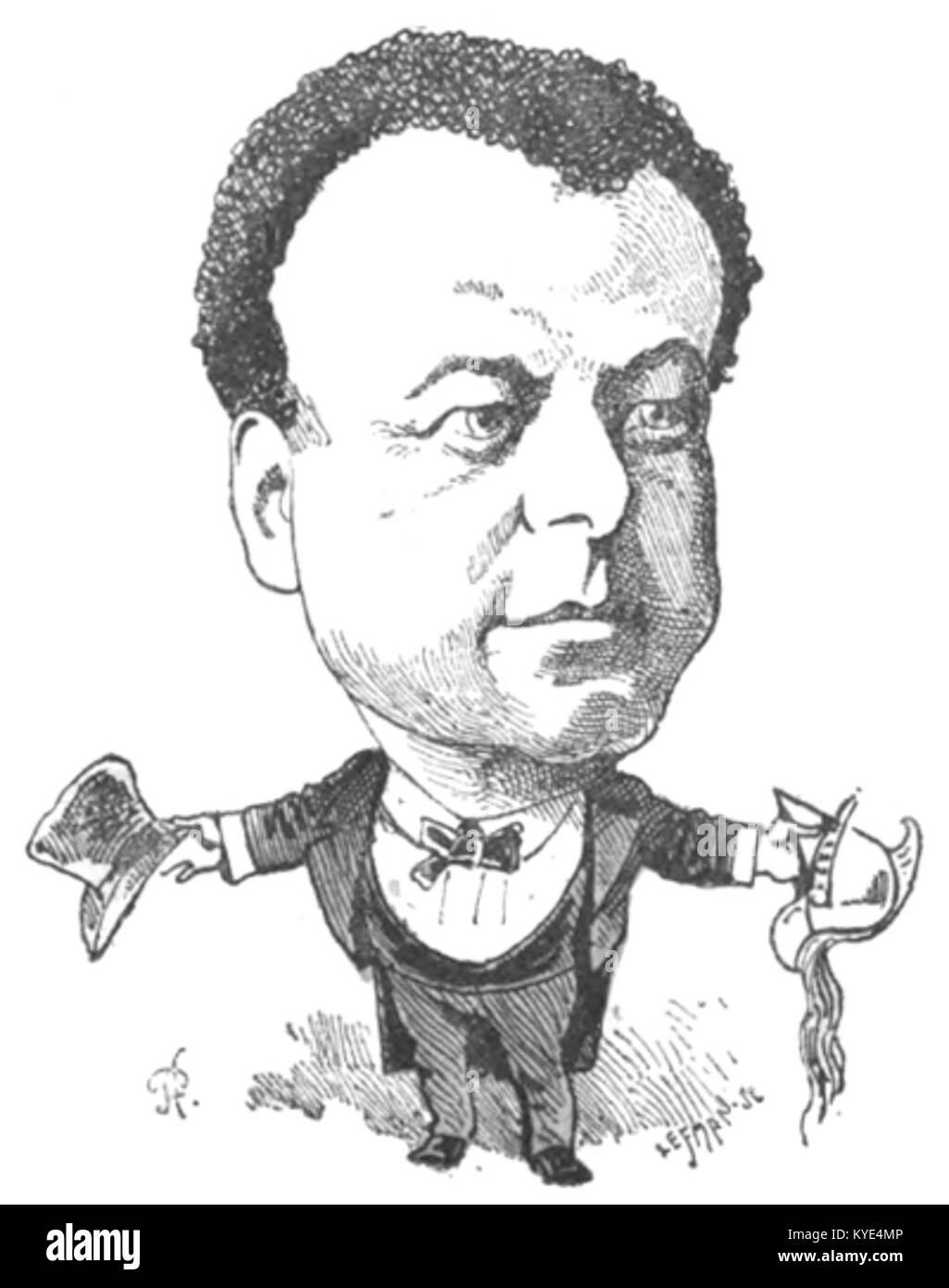 Ritratto da le Trombinoscope di Touchatout, numero 208, parte di una pubblicazione satirica francese del XIX secolo con figure pubbliche in forma caricatura. Foto Stock